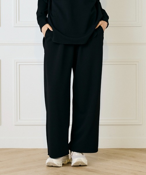 ジョーゼットジャージ イージーワイドストレートパンツ【セットアップ対応】