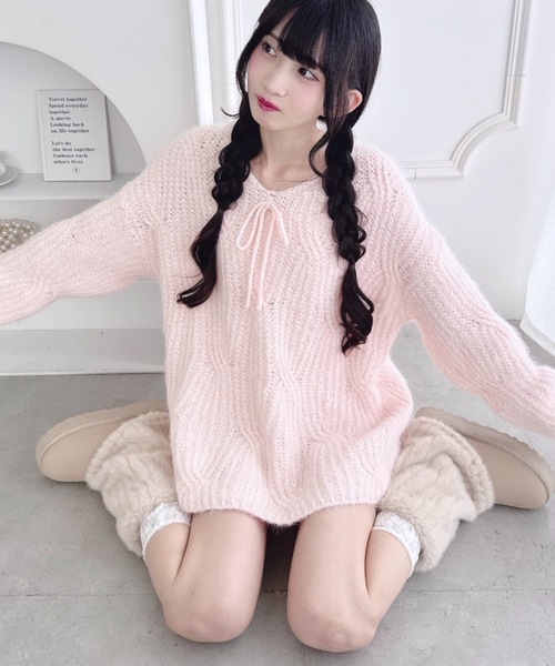 セール】フロントリボンルーズニット（ニット/セーター）｜Loueme