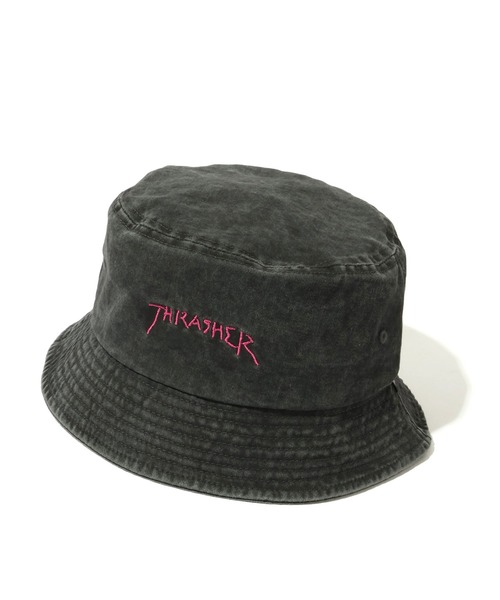 THRASHER(スラッシャー)の「【THRASHER/スラッシャー】手書きロゴ刺繍 ヴィンテージライク バケットハット(ハット・メンズ・ブラック系その他2/ブラック系その他/ブラック系その他3・FREE)」の2枚目の写真
