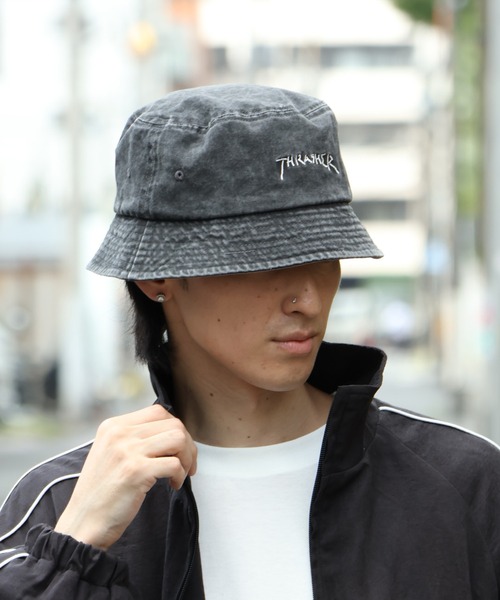 THRASHER(スラッシャー)の「【THRASHER/スラッシャー】手書きロゴ刺繍 ヴィンテージライク バケットハット(ハット・メンズ・ブラック系その他2/ブラック系その他/ブラック系その他3・FREE)」の11枚目の写真