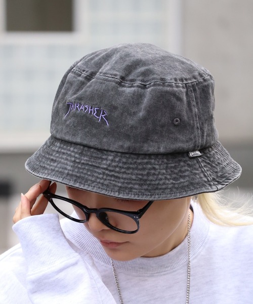 THRASHER(スラッシャー)の「【THRASHER/スラッシャー】手書きロゴ刺繍 ヴィンテージライク バケットハット(ハット・メンズ・ブラック系その他2/ブラック系その他/ブラック系その他3・FREE)」の13枚目の写真