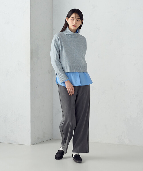 COMME CA ISM（コムサイズム）の「【ウォッシャブル】バックスリット オフタートルニット（ニット/セーター・レディース・ブラウン/ライトグレー/アイボリー/ライラック/サックスブルー・FREE）」の20枚目の写真