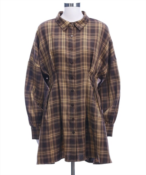 clear（クリア）の「チェックシャツミニワンピース［大人 カジュアル 着回し力抜群］≪AW新作≫（ワンピース・レディース・ブラウン/ネイビー・F）」の17枚目の写真