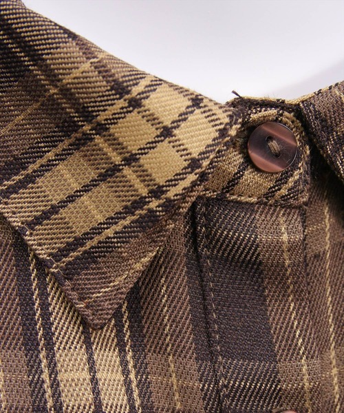 clear（クリア）の「チェックシャツミニワンピース［大人 カジュアル 着回し力抜群］≪AW新作≫（ワンピース・レディース・ブラウン/ネイビー・F）」の16枚目の写真