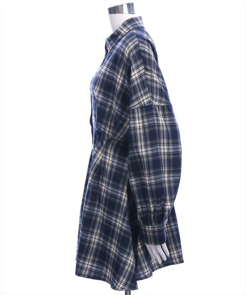 clear（クリア）の「チェックシャツミニワンピース［大人 カジュアル 着回し力抜群］≪AW新作≫（ワンピース・レディース・ブラウン/ネイビー・F）」の6枚目の写真