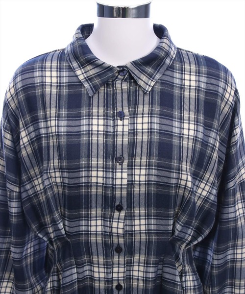 clear（クリア）の「チェックシャツミニワンピース［大人 カジュアル 着回し力抜群］≪AW新作≫（ワンピース・レディース・ブラウン/ネイビー・F）」の12枚目の写真