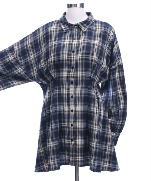 clear（クリア）の「チェックシャツミニワンピース［大人 カジュアル 着回し力抜群］≪AW新作≫（ワンピース・レディース・ブラウン/ネイビー・F）」の9枚目の写真