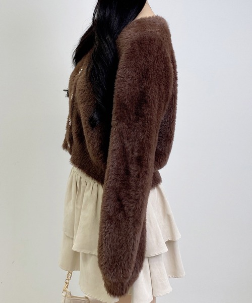 INGNI(イング)の「レース付フェザーニットカーディガン(カーディガン/ボレロ・レディース・アイボリー/ブラウン/ライトグレー/ピンク・M)」の11枚目の写真