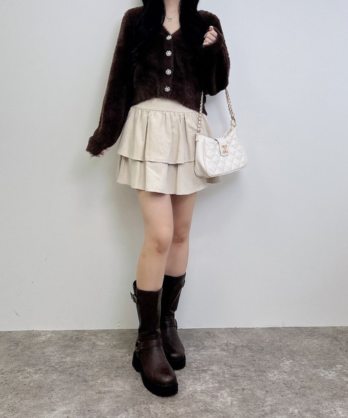 INGNI(イング)の「レース付フェザーニットカーディガン(カーディガン/ボレロ・レディース・アイボリー/ブラウン/ライトグレー/ピンク・M)」の6枚目の写真