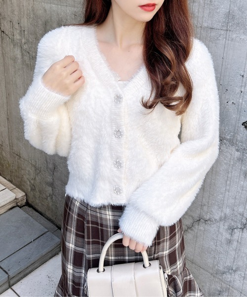 INGNI(イング)の「レース付フェザーニットカーディガン(カーディガン/ボレロ・レディース・アイボリー/ブラウン/ライトグレー/ピンク・M)」の19枚目の写真