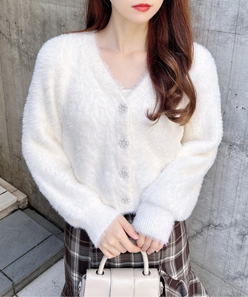 INGNI(イング)の「レース付フェザーニットカーディガン(カーディガン/ボレロ・レディース・アイボリー/ブラウン/ライトグレー/ピンク・M)」の20枚目の写真