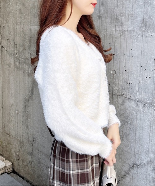 INGNI(イング)の「レース付フェザーニットカーディガン(カーディガン/ボレロ・レディース・アイボリー/ブラウン/ライトグレー/ピンク・M)」の21枚目の写真