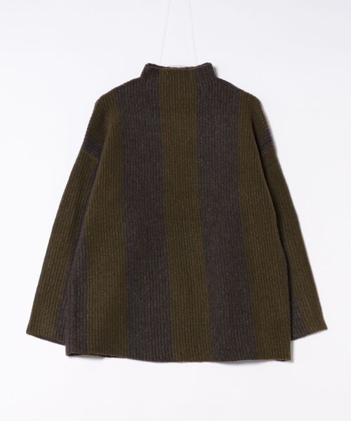 STYLEBLOCK（スタイルブロック）の「ワイドストライプニットボトルネックプルオーバー（ニット/セーター・レディース・ホワイト系その他/ブラック/カーキ/ブルー・M）」の3枚目の写真