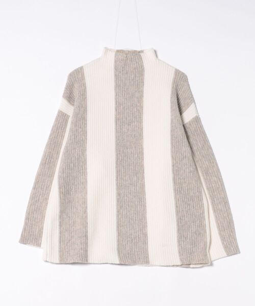 STYLEBLOCK（スタイルブロック）の「ワイドストライプニットボトルネックプルオーバー（ニット/セーター・レディース・ホワイト系その他/ブラック/カーキ/ブルー・M）」の6枚目の写真