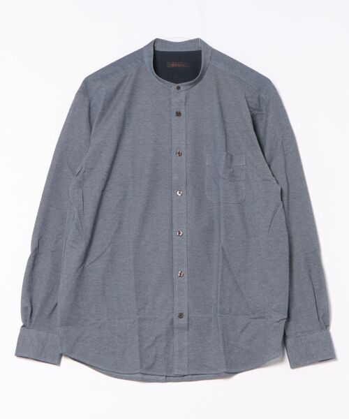 m.f.editorial(エムエフエディトリアル)の「シャツ メンズ 長袖 ストレッチ 吸水速乾 イージーケア バンドカラー ビジカジ クールビズ アルティマ(ビジネスシャツ・メンズ・ネイビー/グレー・MEDIUM/LARGE)」の15枚目の写真