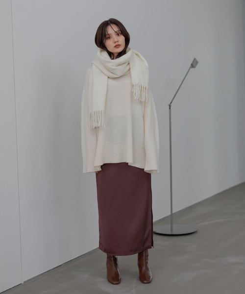 Andemiu（アンデミュウ）の「ブランケットマフラー571428（ストール/ショール・レディース・スミクロ/チェック/アイボリー・FREE）」の5枚目の写真