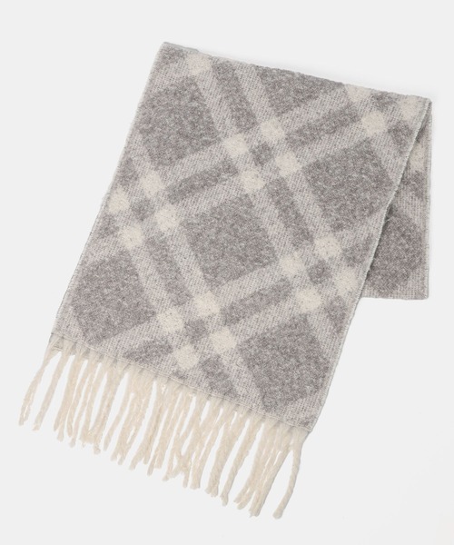 Andemiu（アンデミュウ）の「ブランケットマフラー571428（ストール/ショール・レディース・スミクロ/チェック/アイボリー・FREE）」の10枚目の写真