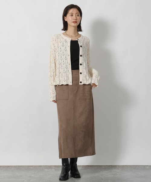 LAKOLE（ラコレ）の「7ゲージモール柄編みカーディガン / 596294（カーディガン/ボレロ・レディース・ライトパープル/ネイビー/アイボリー/グレー・FREE）」の18枚目の写真