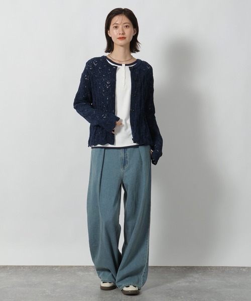 LAKOLE（ラコレ）の「7ゲージモール柄編みカーディガン / 596294（カーディガン/ボレロ・レディース・ライトパープル/ネイビー/アイボリー/グレー・FREE）」の19枚目の写真