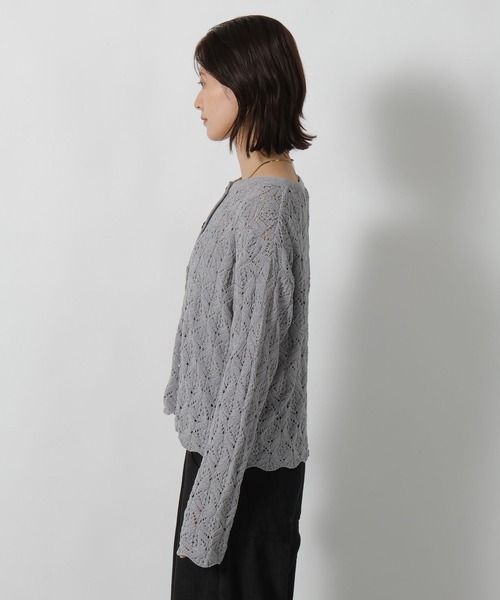 LAKOLE（ラコレ）の「7ゲージモール柄編みカーディガン / 596294（カーディガン/ボレロ・レディース・ライトパープル/ネイビー/アイボリー/グレー・FREE）」の13枚目の写真