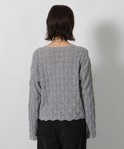 LAKOLE（ラコレ）の「7ゲージモール柄編みカーディガン / 596294（カーディガン/ボレロ・レディース・ライトパープル/ネイビー/アイボリー/グレー・FREE）」の14枚目の写真