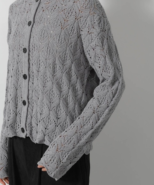 LAKOLE（ラコレ）の「7ゲージモール柄編みカーディガン / 596294（カーディガン/ボレロ・レディース・ライトパープル/ネイビー/アイボリー/グレー・FREE）」の8枚目の写真