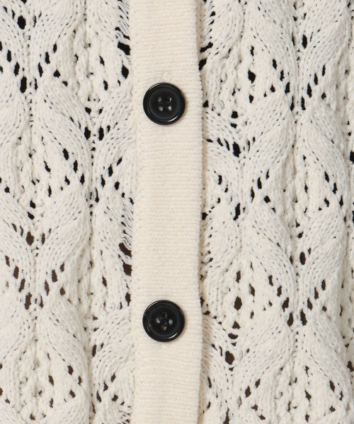 LAKOLE（ラコレ）の「7ゲージモール柄編みカーディガン / 596294（カーディガン/ボレロ・レディース・ライトパープル/ネイビー/アイボリー/グレー・FREE）」の6枚目の写真
