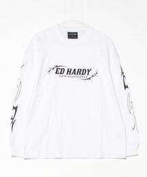 Ed Hardy（エドハーディー）の「ED HARDY トライバル柄刺繍ルーズサイズ長袖Tシャツ（Tシャツ/カットソー）」