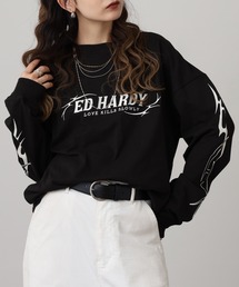Ed Hardy（エドハーディー）の「ED HARDY トライバル柄刺繍ルーズサイズ長袖Tシャツ（Tシャツ/カットソー・メンズ）」