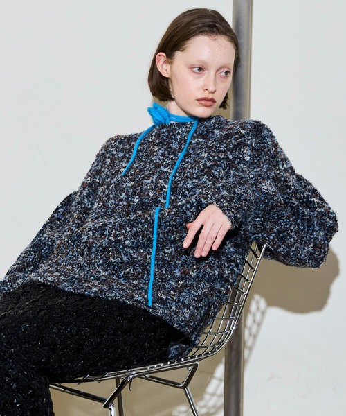 MAISON SPECIAL（メゾンスペシャル）の「Flower Knit Tie / フラワーニットタイ（ネクタイ・レディース・イエロー/ブルー/グレー・FREE）」の2枚目の写真