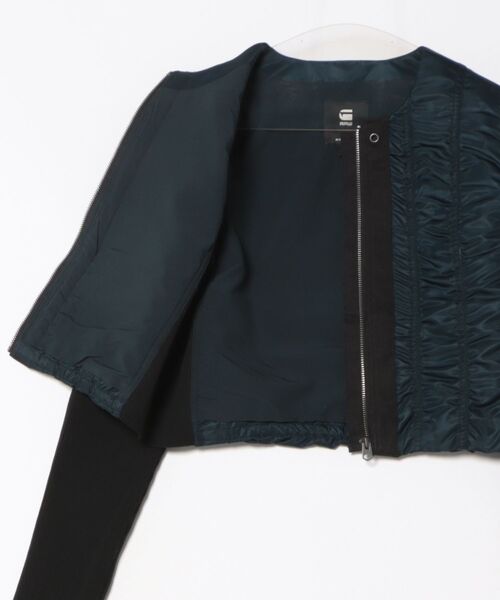 G-STAR(ジースター)の「MA-1 OVERSHIRT/ミリタリーディテール異素材ミックスクロップドジップアップブルゾン(ミリタリージャケット・レディース・ダークブルー・MEDIUM/SMALL/X-SMALL)」の2枚目の写真