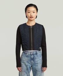 MA-1 OVERSHIRT/ミリタリーディテール異素材ミックスクロップドジップアップブルゾン
