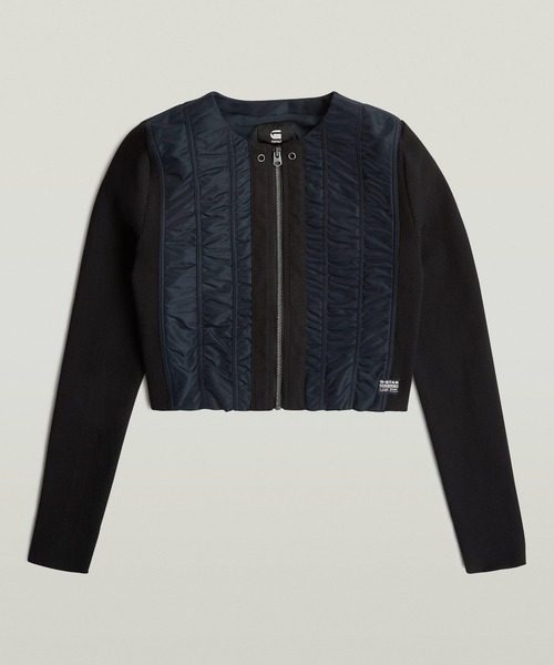 G-STAR(ジースター)の「MA-1 OVERSHIRT/ミリタリーディテール異素材ミックスクロップドジップアップブルゾン(ミリタリージャケット・レディース・ダークブルー・MEDIUM/SMALL/X-SMALL)」の4枚目の写真