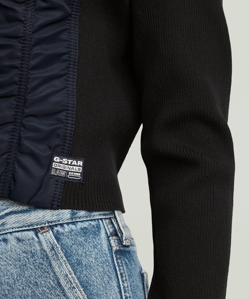 G-STAR(ジースター)の「MA-1 OVERSHIRT/ミリタリーディテール異素材ミックスクロップドジップアップブルゾン(ミリタリージャケット・レディース・ダークブルー・MEDIUM/SMALL/X-SMALL)」の5枚目の写真