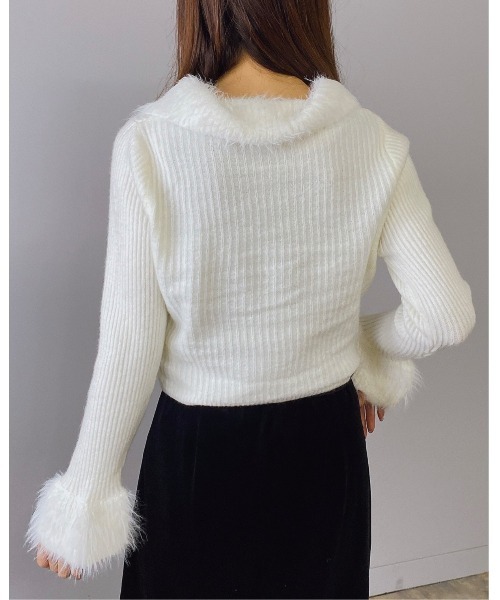 Doumoi(ドゥモエ)の「シャギー リブニット ジップアップ カーディガン(カーディガン/ボレロ・レディース・ブラック/アイボリー/グレー・FREE)」の11枚目の写真