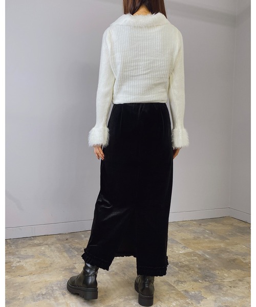 Doumoi(ドゥモエ)の「シャギー リブニット ジップアップ カーディガン(カーディガン/ボレロ・レディース・ブラック/アイボリー/グレー・FREE)」の7枚目の写真