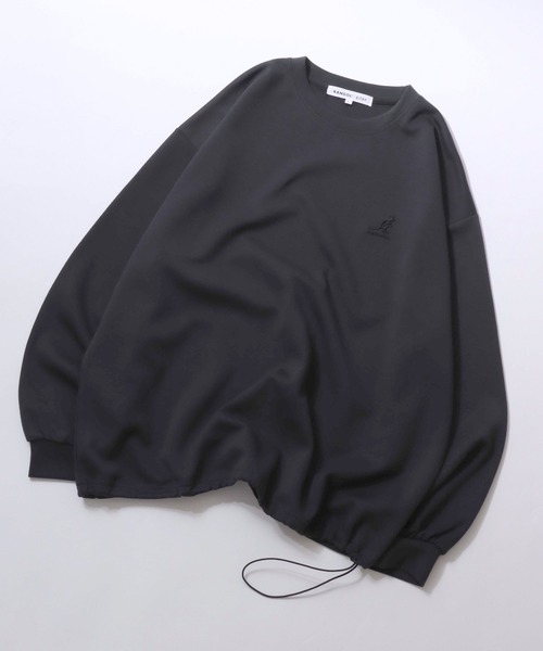 KANGOL(カンゴール)の「KANGOL/カンゴール 別注 ポンチ オーバーサイズ ワンポイント刺繍 ドローコード トレーナー スウェット レディース メンズ(スウェット・メンズ・ブラック/チャコール/ホワイト/ライトグレー・M/L/XL)」の4枚目の写真