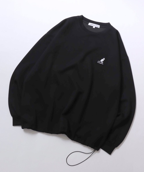 KANGOL(カンゴール)の「KANGOL/カンゴール 別注 ポンチ オーバーサイズ ワンポイント刺繍 ドローコード トレーナー スウェット レディース メンズ(スウェット・メンズ・ブラック/チャコール/ホワイト/ライトグレー・M/L/XL)」の2枚目の写真