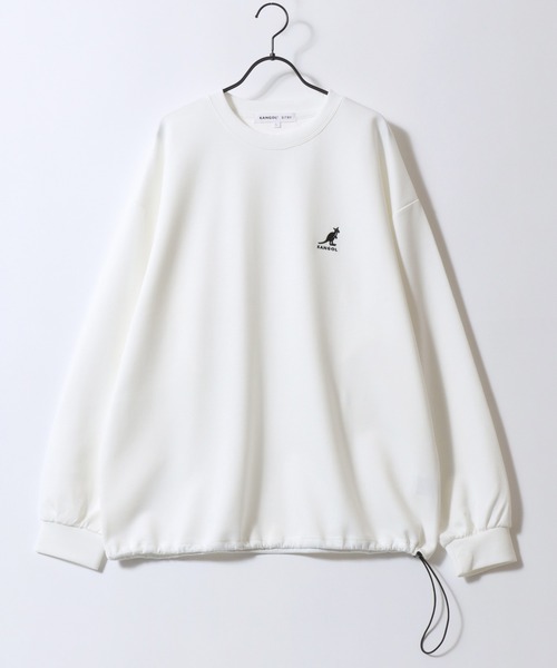 KANGOL(カンゴール)の「KANGOL/カンゴール 別注 ポンチ オーバーサイズ ワンポイント刺繍 ドローコード トレーナー スウェット レディース メンズ(スウェット・メンズ・ブラック/チャコール/ホワイト/ライトグレー・M/L/XL)」の5枚目の写真
