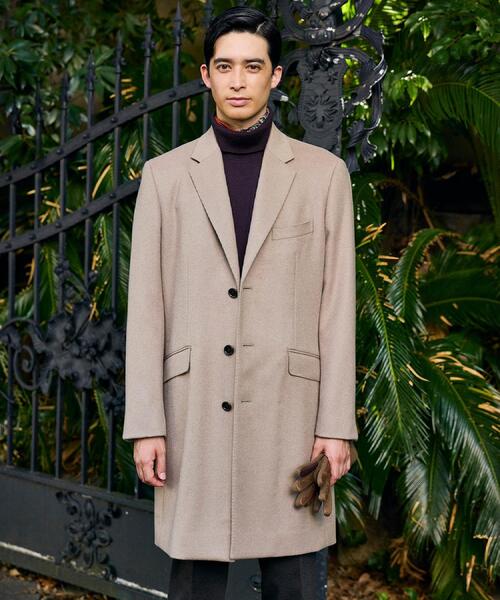 BEIGE ベイジ チェスターコート カシミア混 ベージュ セール】カシミヤブレンド ビーバー調チェスターコート（チェスター