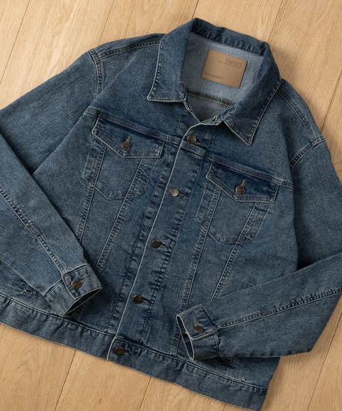 HANES（ヘインズ）の「【3】〔Hanes/ヘインズ〕3rdタイプ ストレッチ デニムジャケット（デニムジャケット・メンズ・ブルー/サックスブルー/スミクロ/ネイビー・MEDIUM/LARGE/X-LARGE）」の3枚目の写真