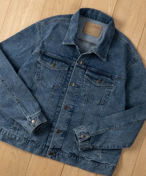 HANES（ヘインズ）の「【3】〔Hanes/ヘインズ〕3rdタイプ ストレッチ デニムジャケット（デニムジャケット・メンズ・ブルー/サックスブルー/スミクロ/ネイビー・MEDIUM/LARGE/X-LARGE）」の4枚目の写真