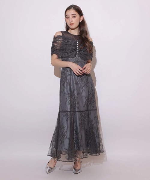 Rirandture（リランドチュール）の「オフショルレースマーメイドワンピース（ワンピース・レディース・ブラック/ピンクベージュ/チャコールグレー・0/1/2）」の2枚目の写真