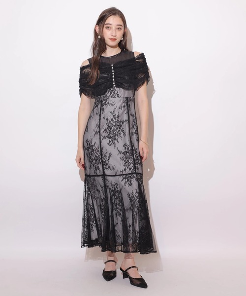 Rirandture（リランドチュール）の「オフショルレースマーメイドワンピース（ワンピース・レディース・ブラック/ピンクベージュ/チャコールグレー・0/1/2）」の8枚目の写真