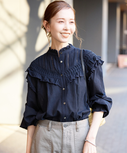 WEB限定/追加3》フリルピンタックブラウス（シャツ/ブラウス）｜SLOBE