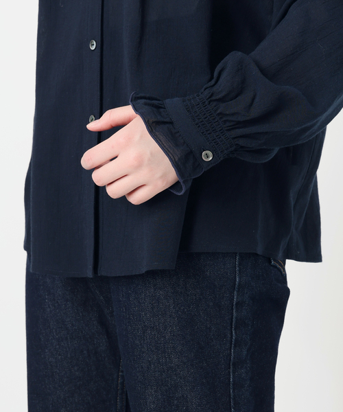 SLOBE IENA(スローブイエナ)の「《WEB限定/追加3》フリルピンタックブラウス(シャツ/ブラウス・レディース・ブルー系その他/ネイビー・FREE)」の3枚目の写真
