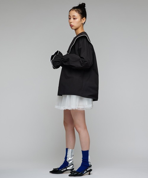 Narcissus（ナルシス）の「ビッグカラーラインブラウス/丸襟/フェミニン（シャツ/ブラウス・レディース・ホワイト/ブラック・FREE）」の8枚目の写真