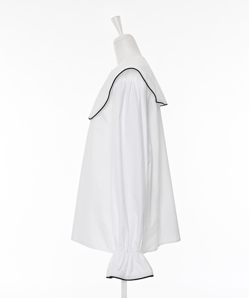 Narcissus（ナルシス）の「ビッグカラーラインブラウス/丸襟/フェミニン（シャツ/ブラウス・レディース・ホワイト/ブラック・FREE）」の11枚目の写真