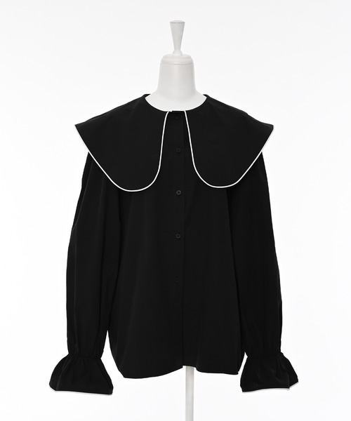 Narcissus（ナルシス）の「ビッグカラーラインブラウス/丸襟/フェミニン（シャツ/ブラウス・レディース・ホワイト/ブラック・FREE）」の13枚目の写真