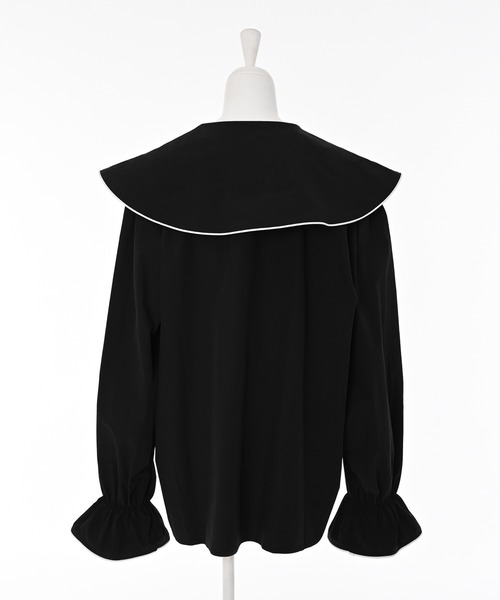 Narcissus（ナルシス）の「ビッグカラーラインブラウス/丸襟/フェミニン（シャツ/ブラウス・レディース・ホワイト/ブラック・FREE）」の14枚目の写真